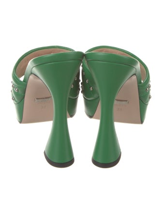 Gucci Double G Logo Leather Slides