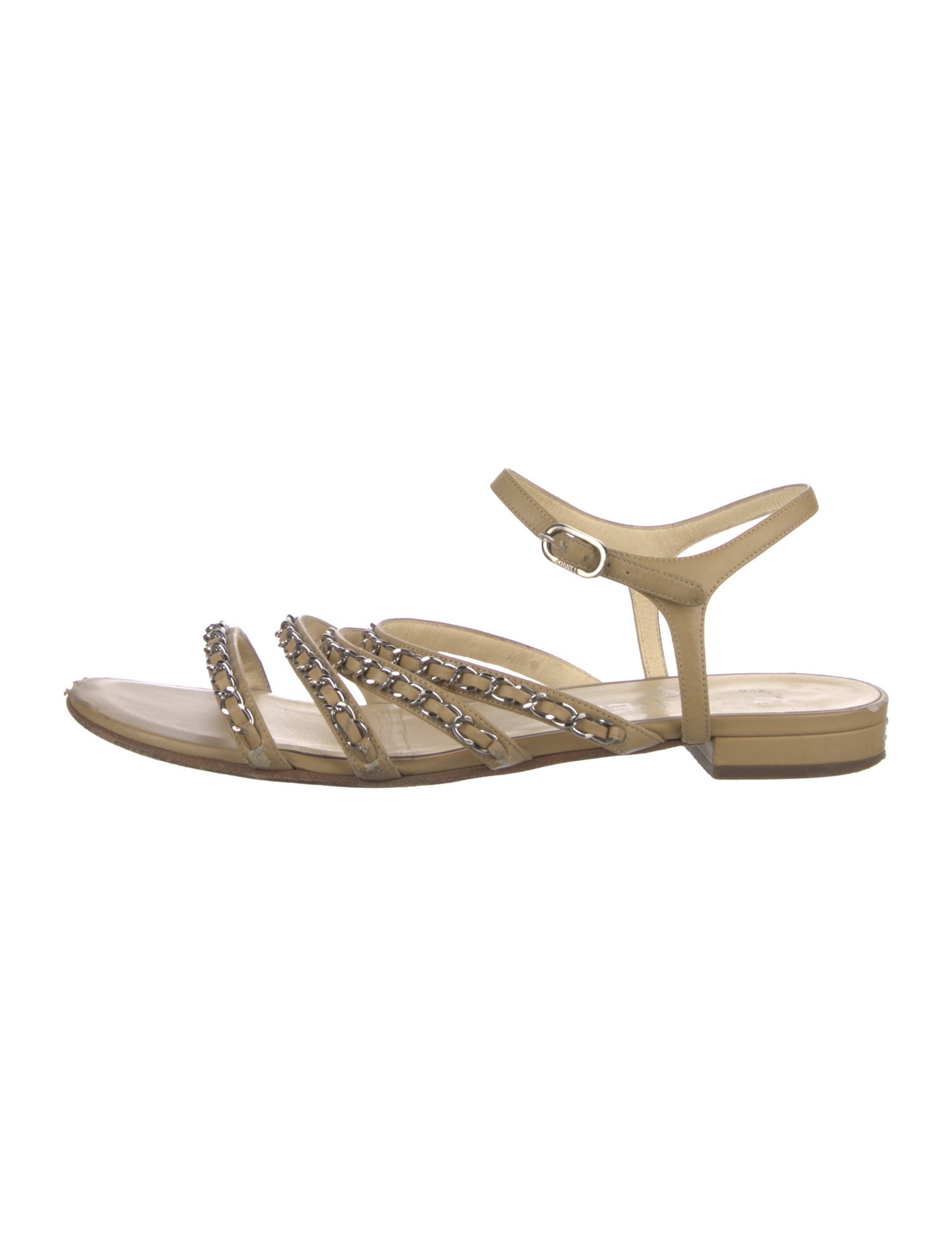 Chanel Interlocking CC Logo Leather Sandals
