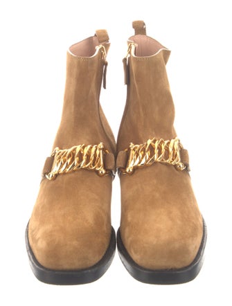 Gucci Chain-Link Accent Suede Moto Boots
