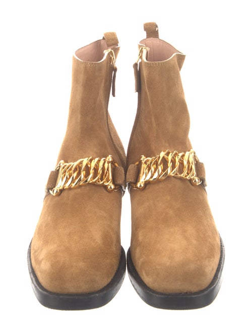 Gucci Chain-Link Accent Suede Moto Boots