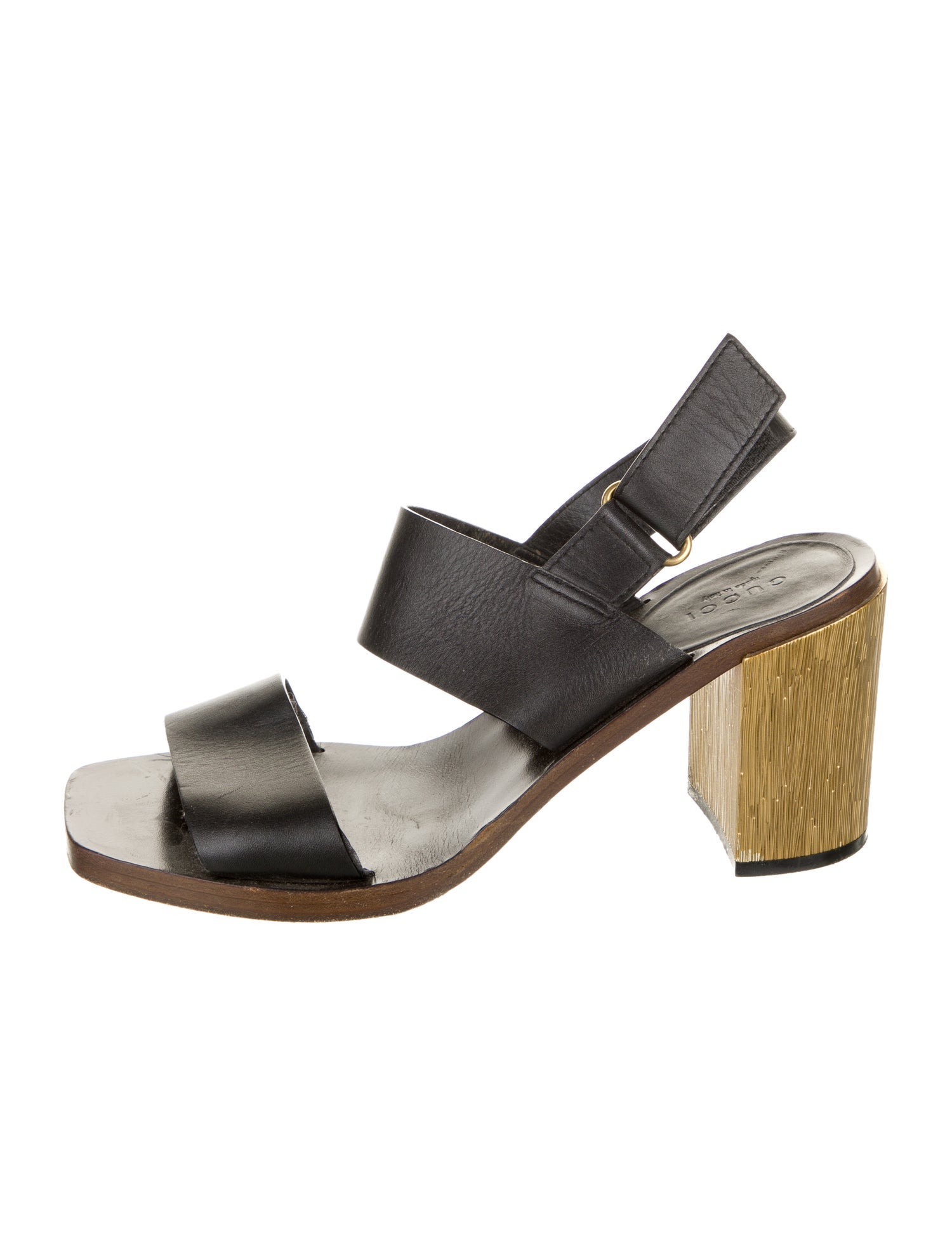 Gucci Web Accent Leather Slingback Sandals