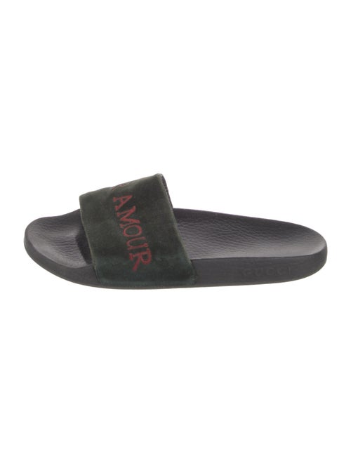 Gucci Velvet Graphic Print Slides