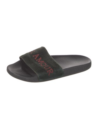 Gucci Velvet Graphic Print Slides