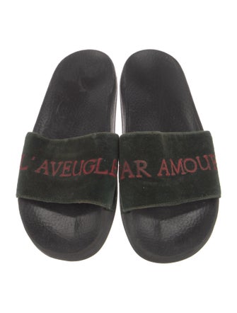 Gucci Velvet Graphic Print Slides