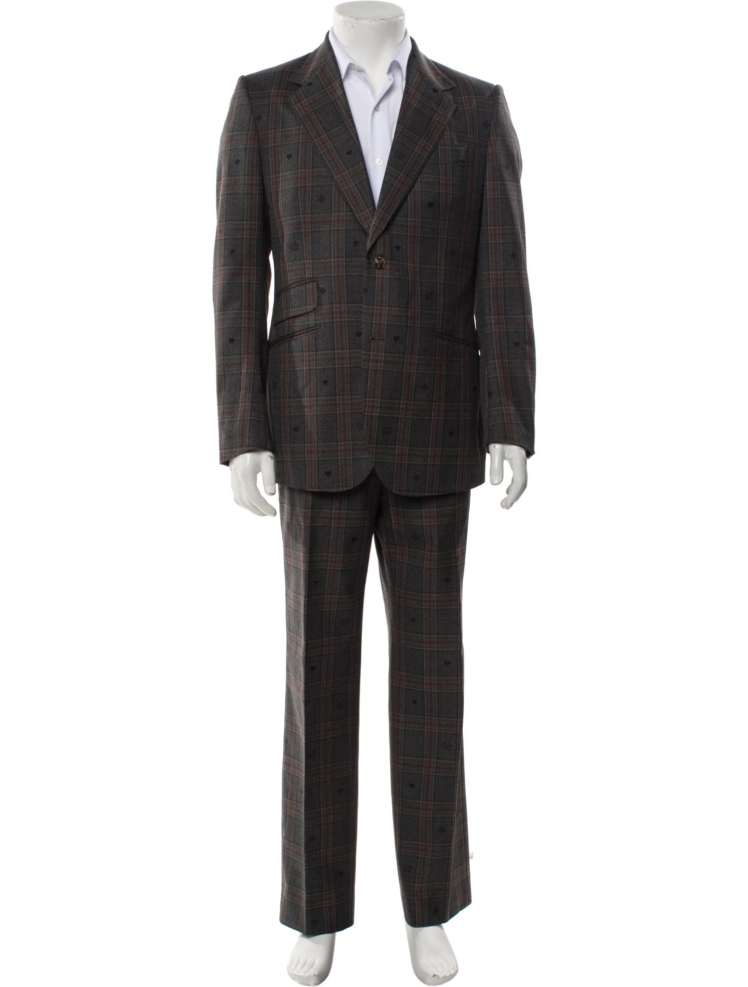 Gucci Wool Plaid Print Two-Piece Suit