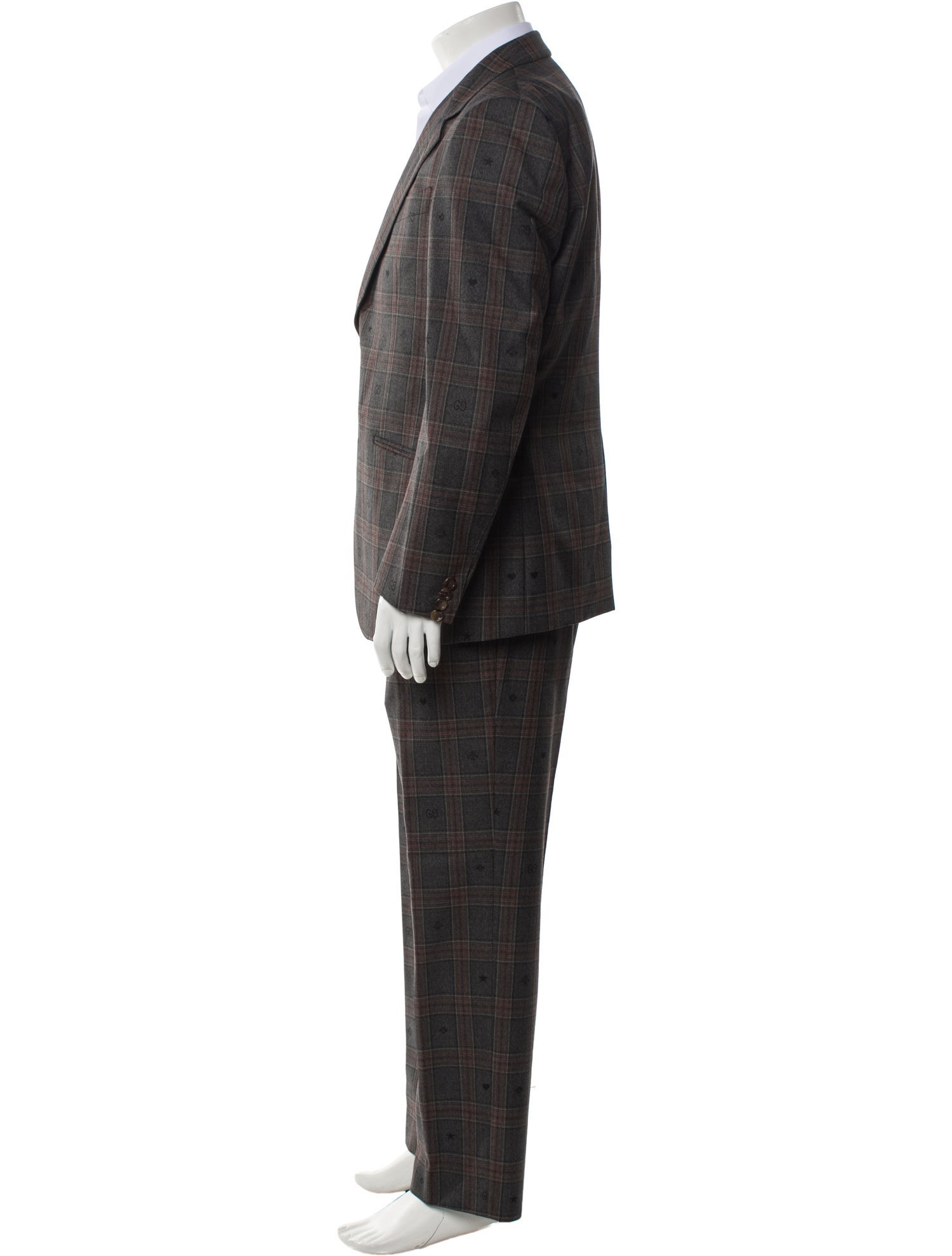 Gucci Wool Plaid Print Two-Piece Suit