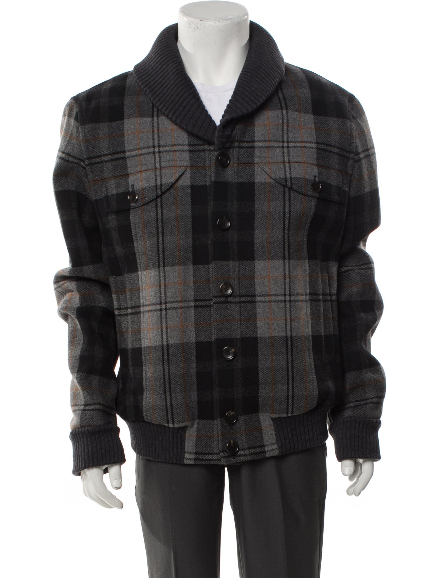 Gucci Wool Plaid Print Utility Jacket