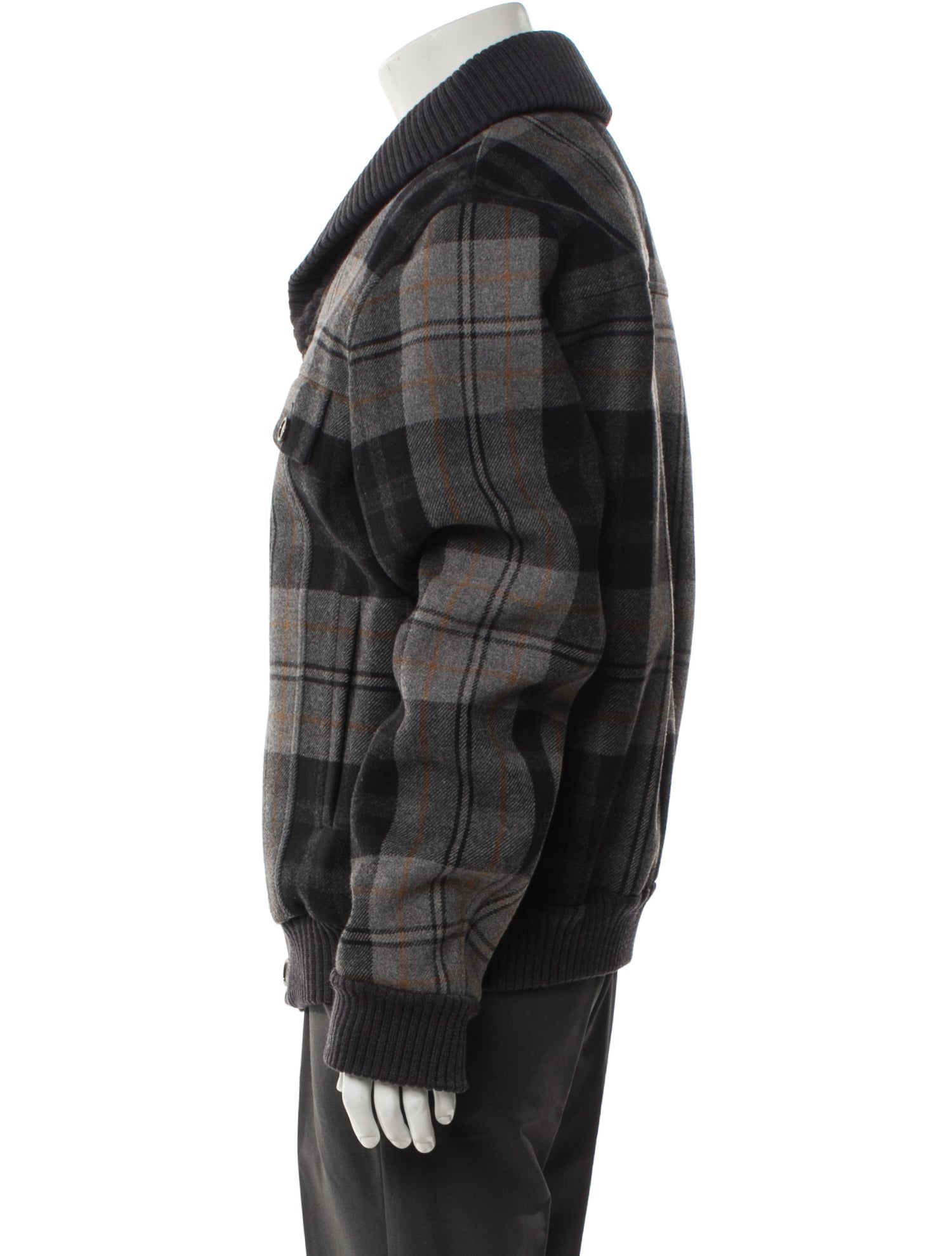 Gucci Wool Plaid Print Utility Jacket