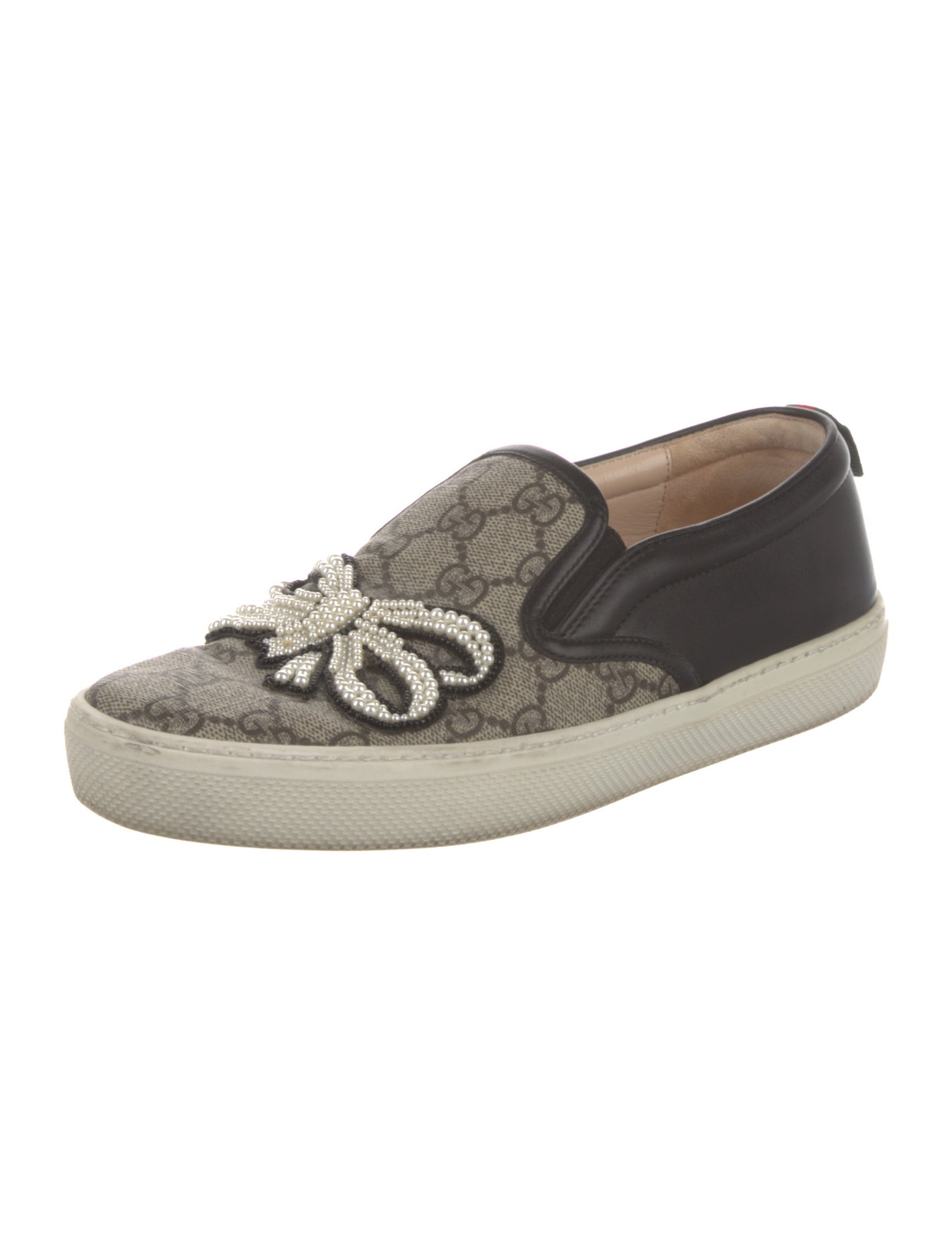 Gucci GG Supreme Beaded Accents Loafers