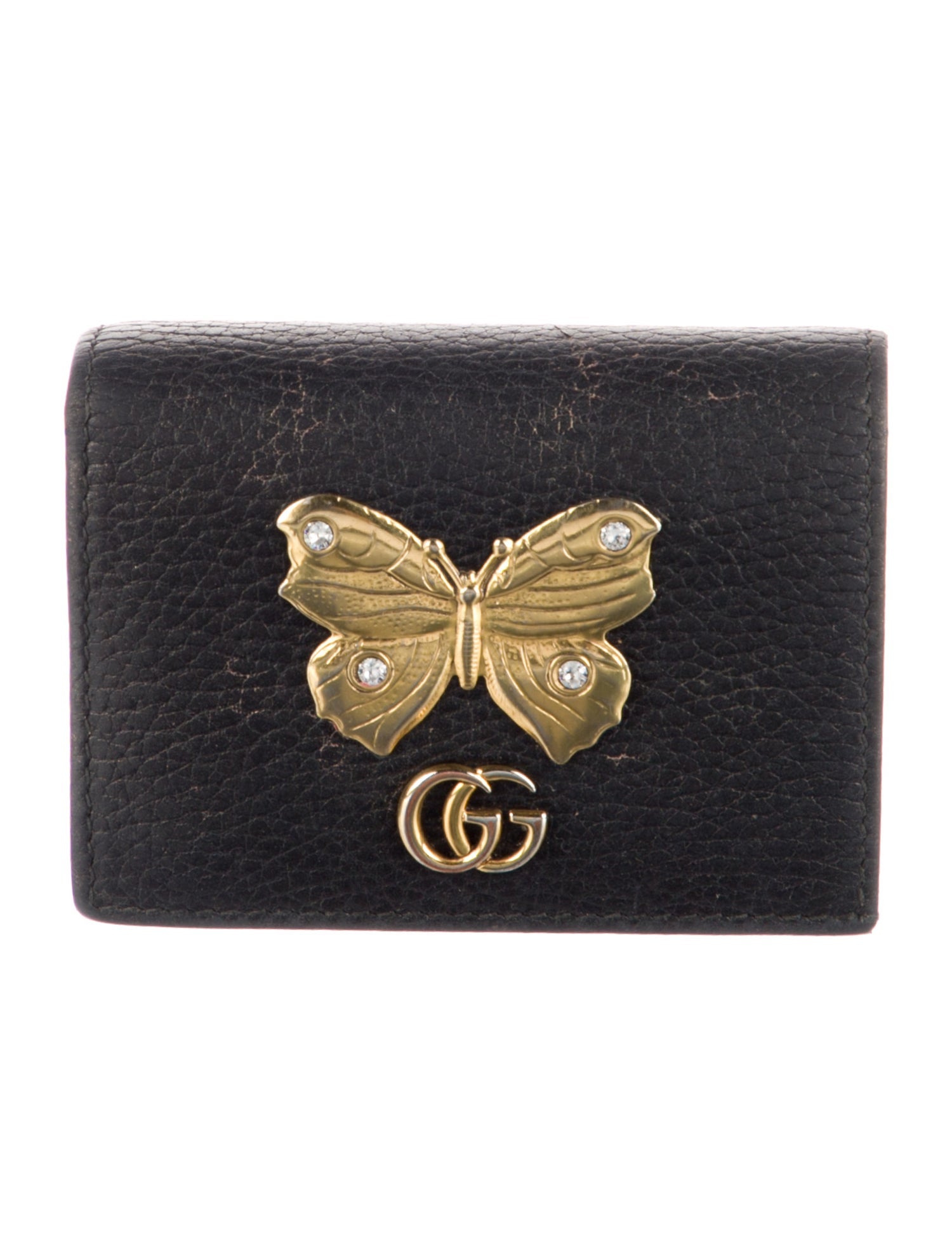 Gucci Double G Logo Leather Compact Wallet