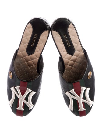 Gucci x MLB Web Accent Leather Mules