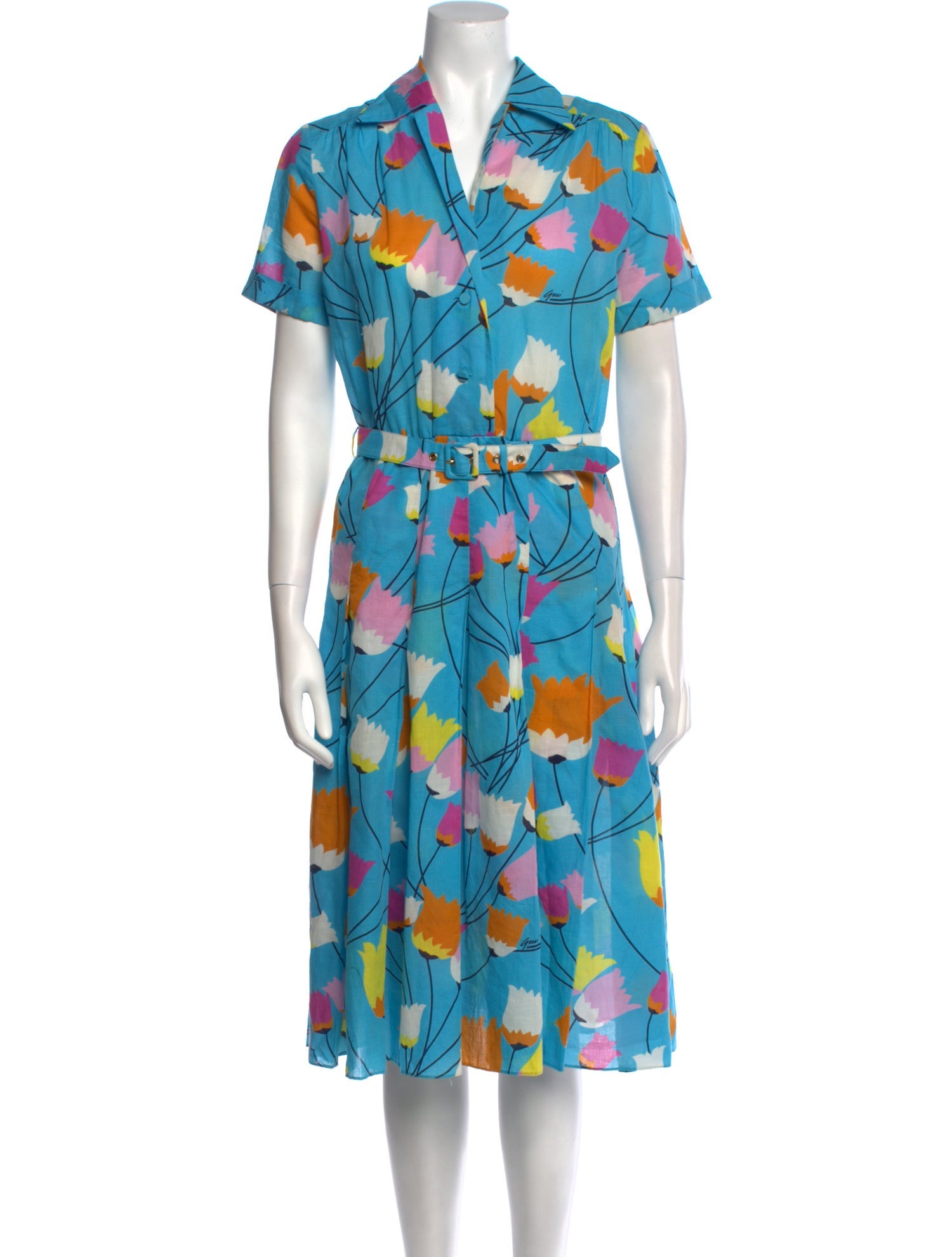 Gucci Floral Print Midi Length Dress