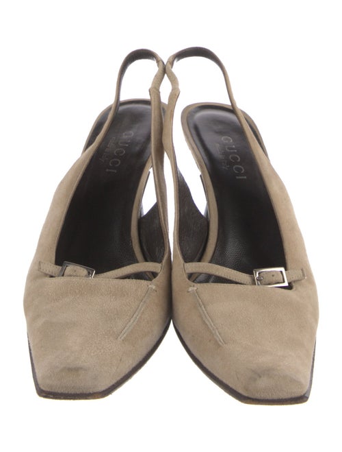 Gucci Suede Colorblock Pattern Slingback Pumps