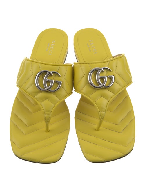 Gucci Double G Logo Leather Slides