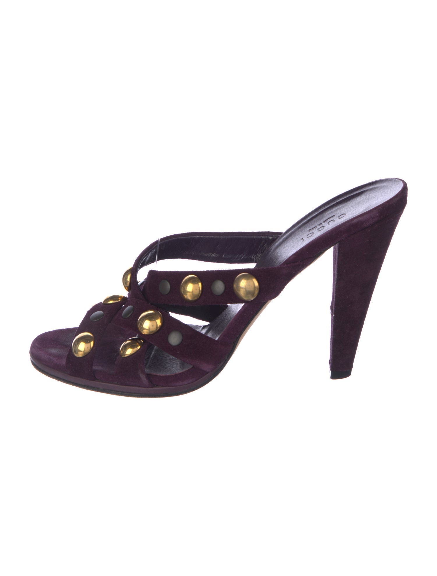 Gucci Suede Studded Accents Slingback Sandals