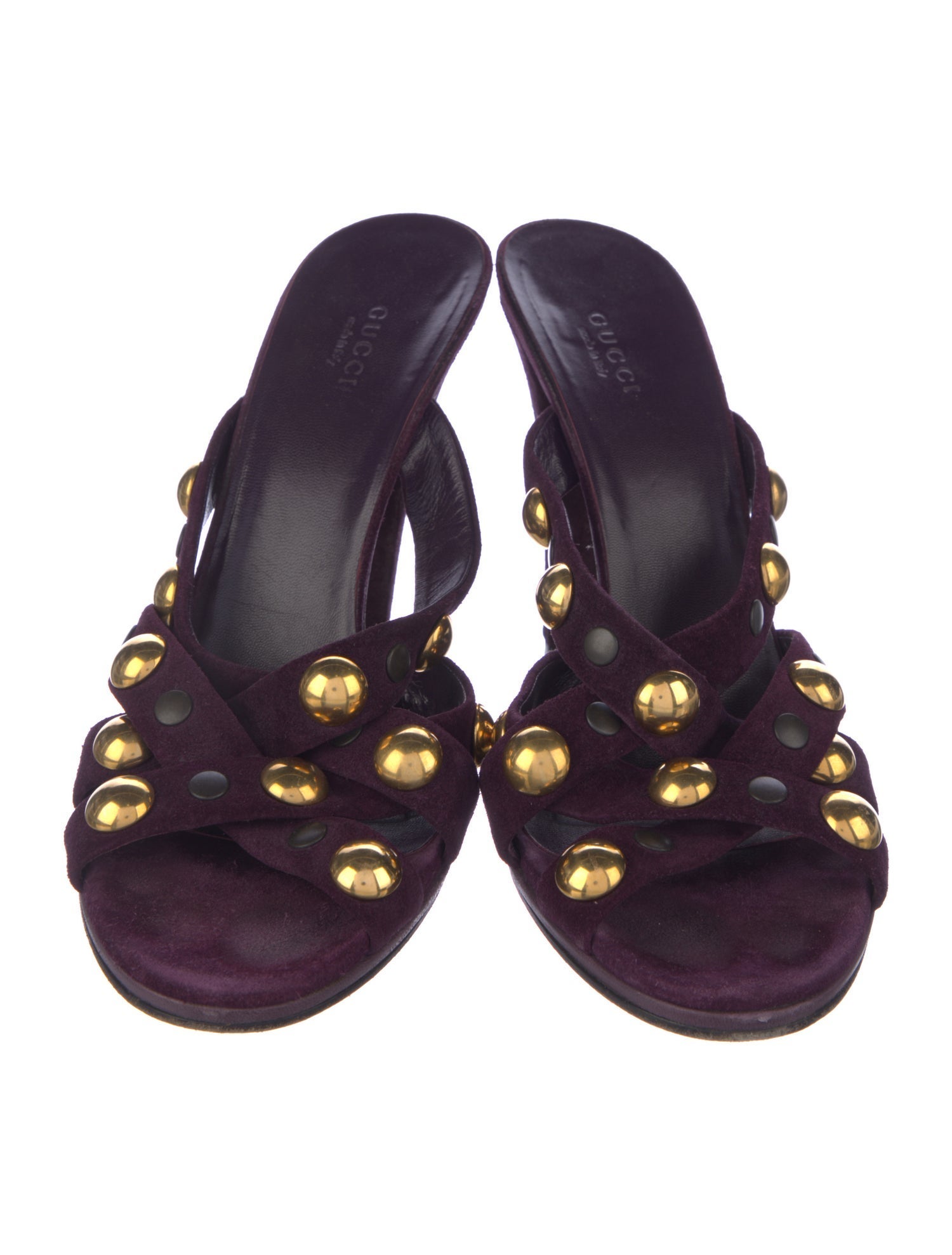 Gucci Suede Studded Accents Slingback Sandals