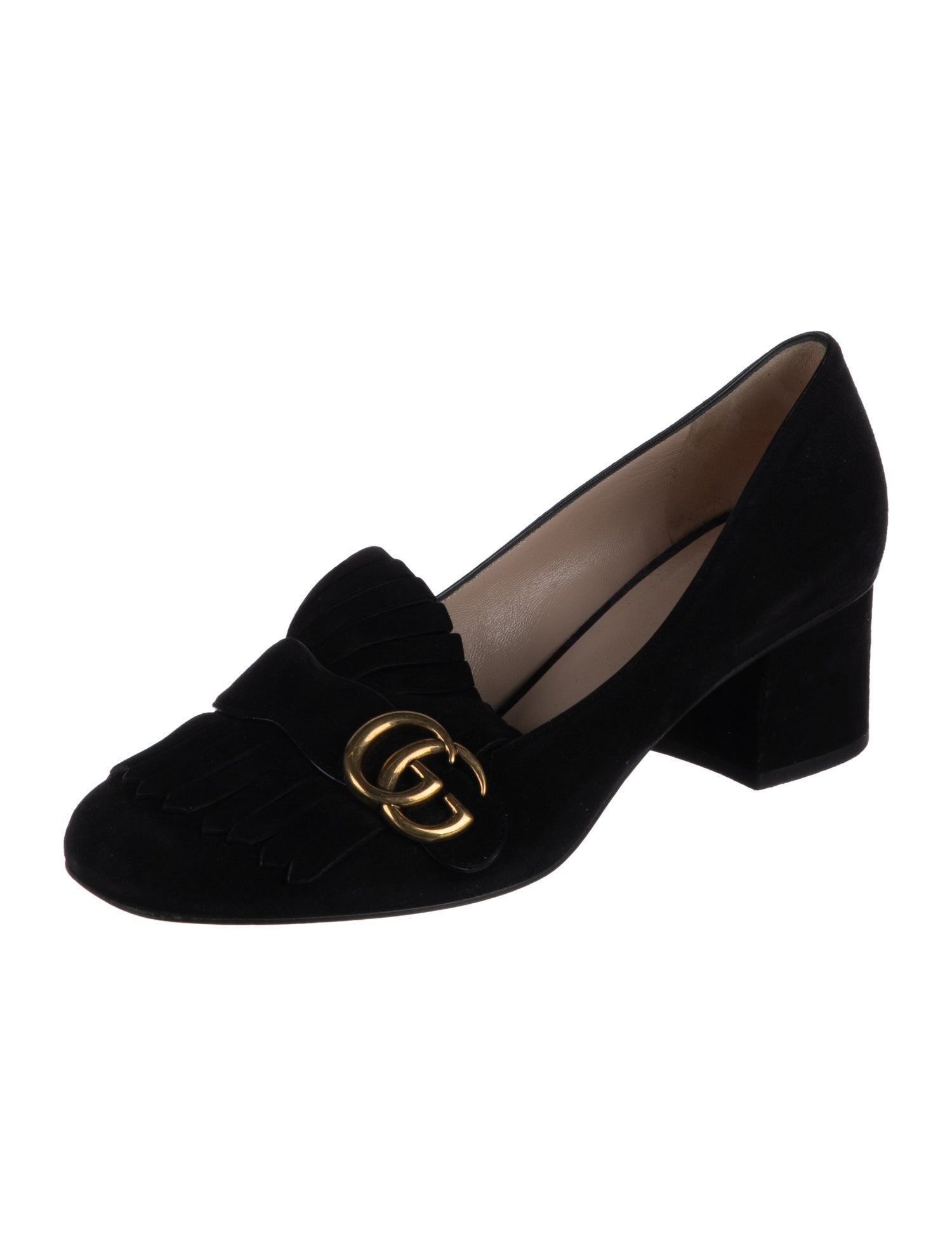 Gucci Double G Logo Suede Pumps