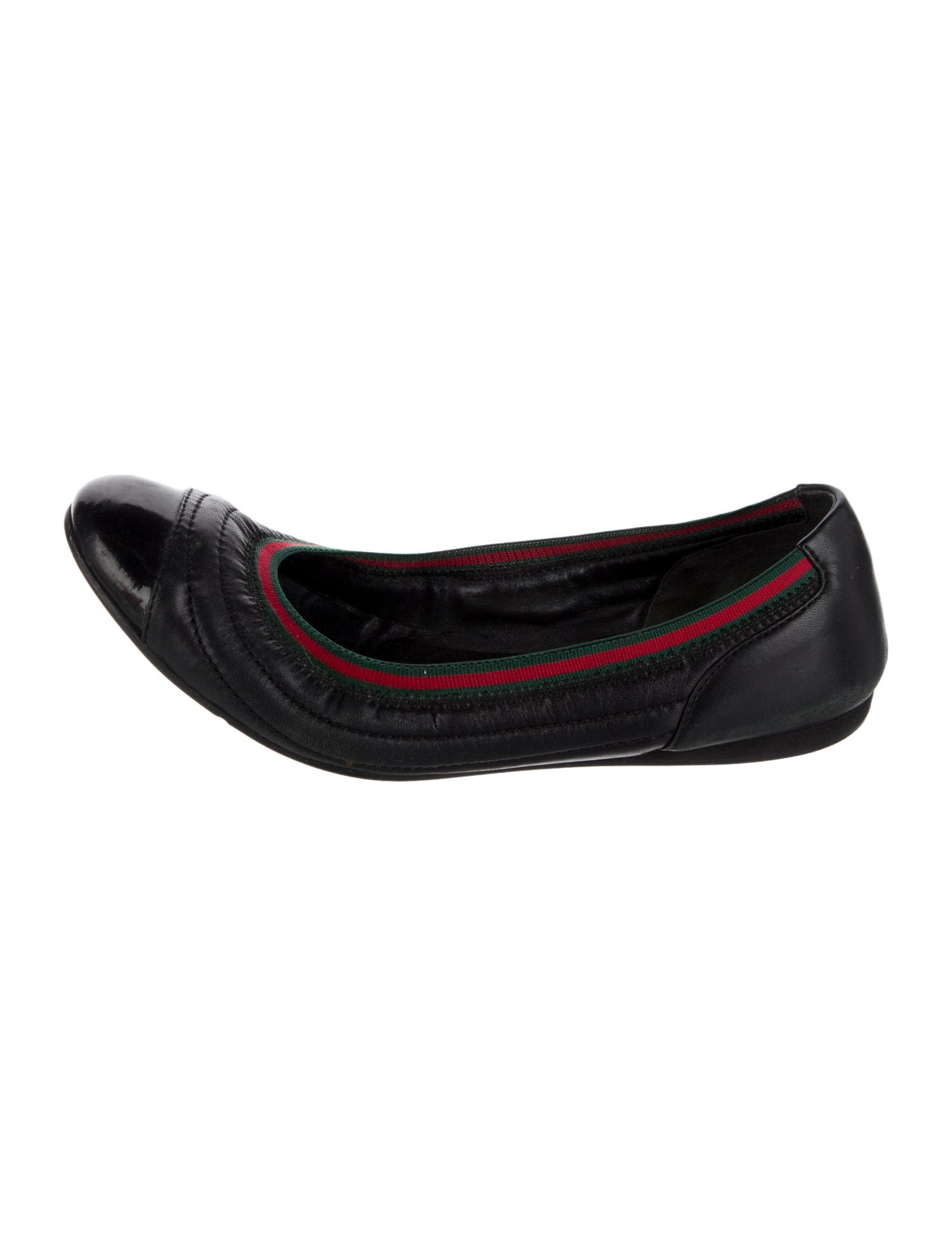 Gucci Web Accent Leather Ballet Flats