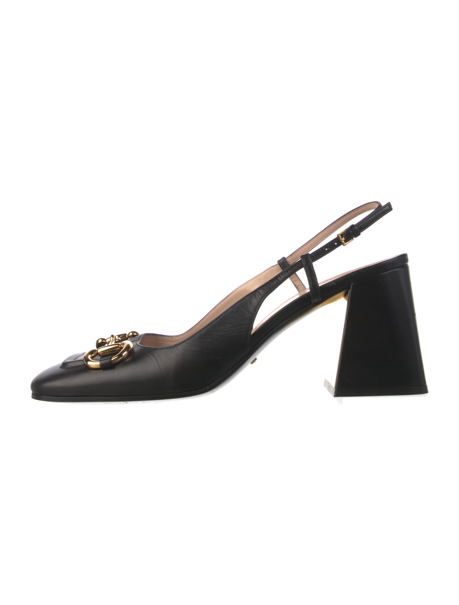 Gucci Horsebit Accent Leather Slingback Pumps