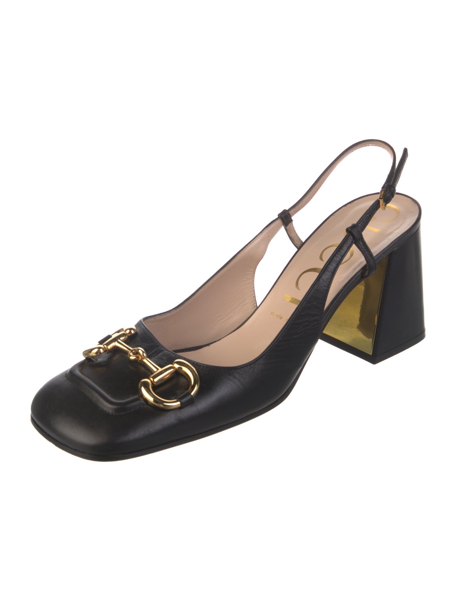 Gucci Horsebit Accent Leather Slingback Pumps
