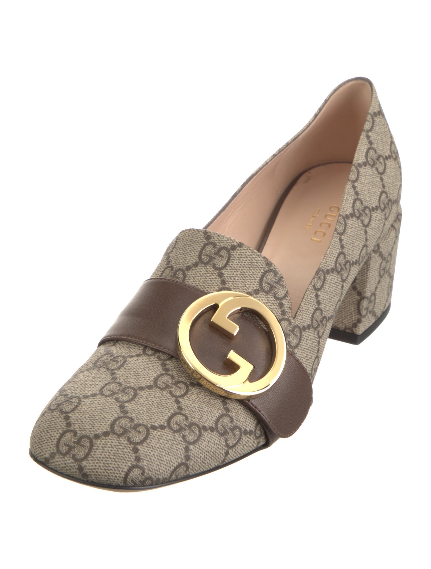 Gucci GG Supreme Leather Trim Embellishment Pumps