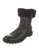 Gucci Web Accent Leather Moto Boots