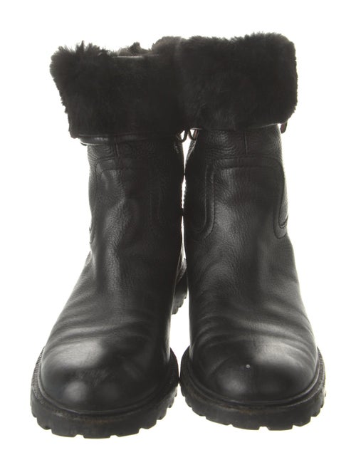 Gucci Web Accent Leather Moto Boots