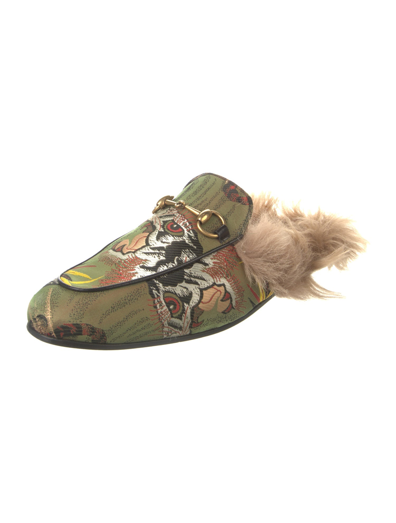Gucci Horsebit Accent Printed Slippers