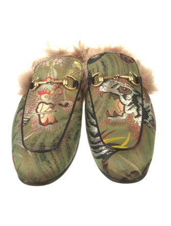 Gucci Horsebit Accent Printed Slippers