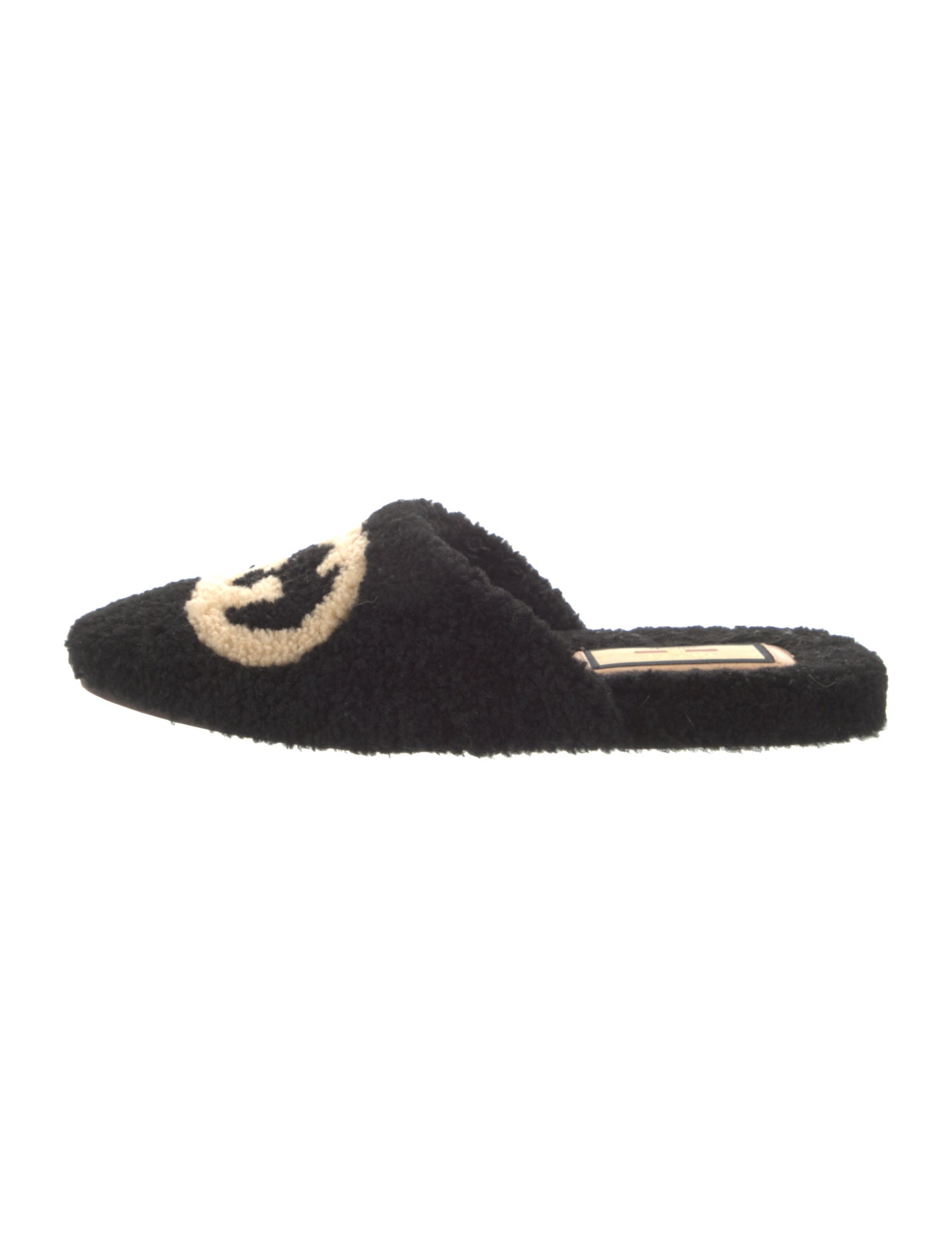 Gucci Interlocking G Logo Shearling Slippers