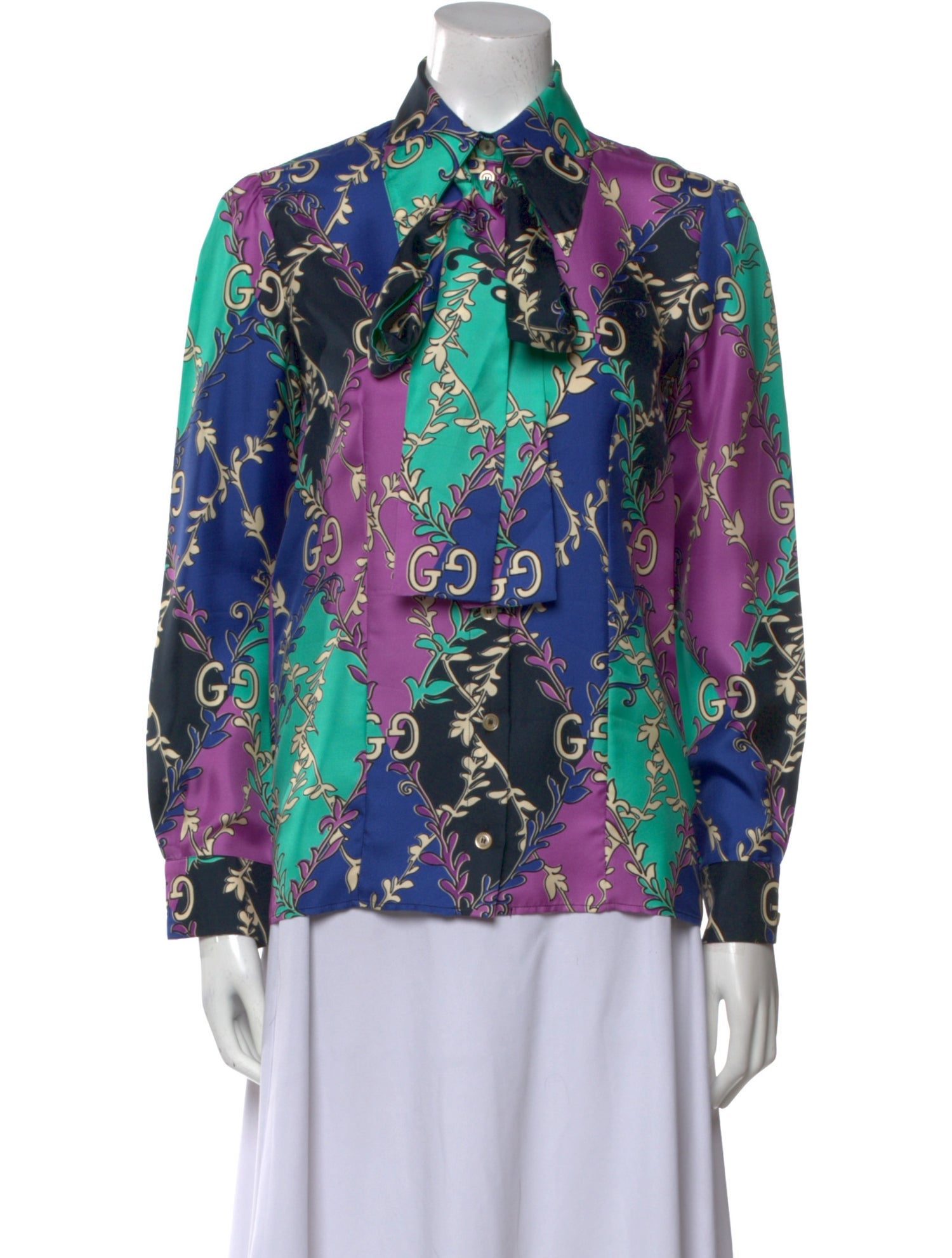Gucci Silk Printed Button-Up Top
