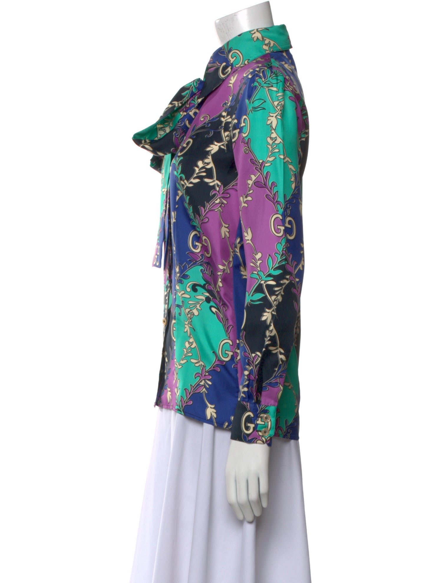 Gucci Silk Printed Button-Up Top