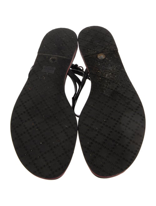 Gucci Web Accent Leather T-Strap Sandals