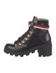 Gucci Sylvie Web Accent Leather Combat Boots