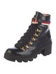 Gucci Sylvie Web Accent Leather Combat Boots