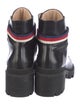 Gucci Sylvie Web Accent Leather Combat Boots