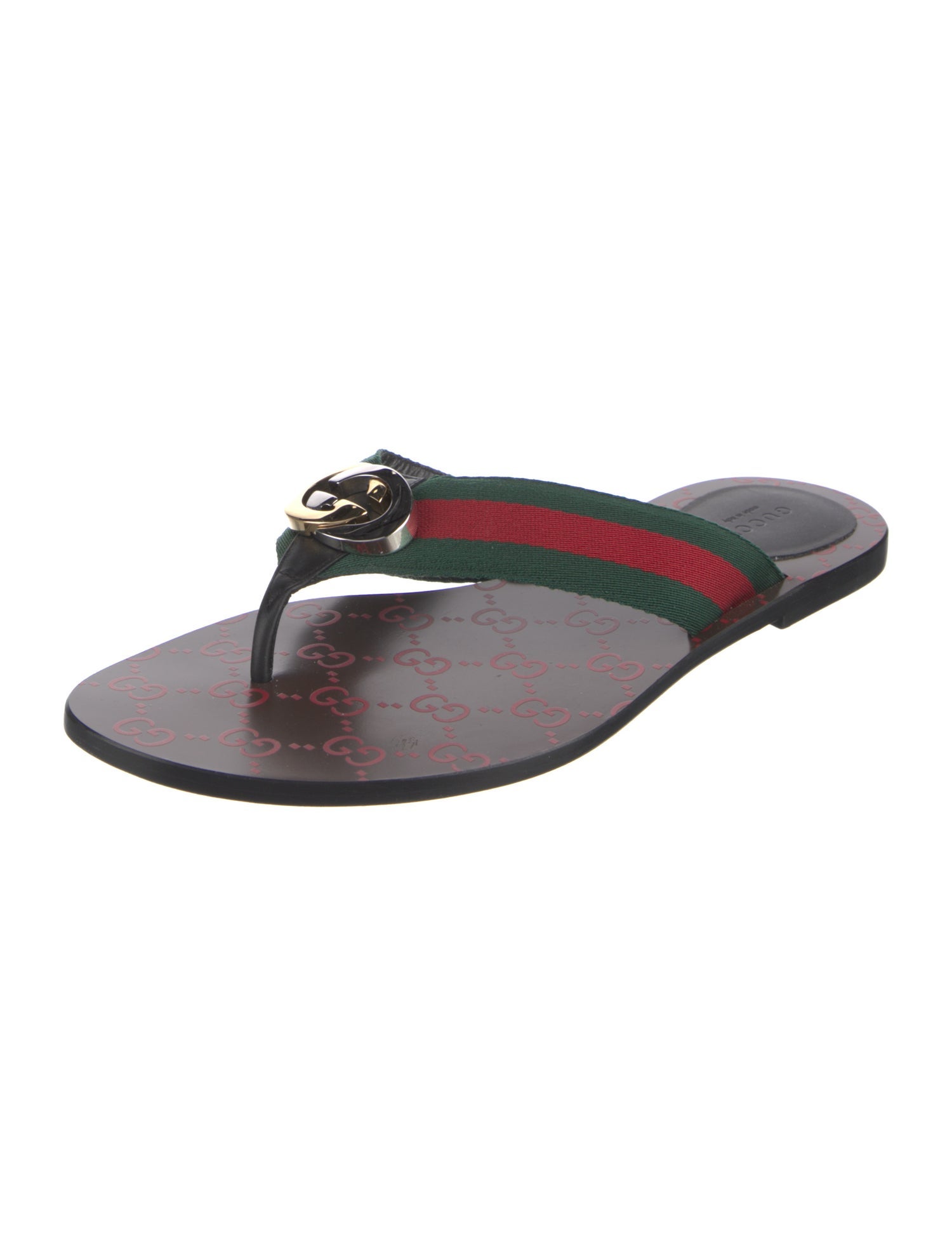 Gucci GG Supreme Leather Flip Flops