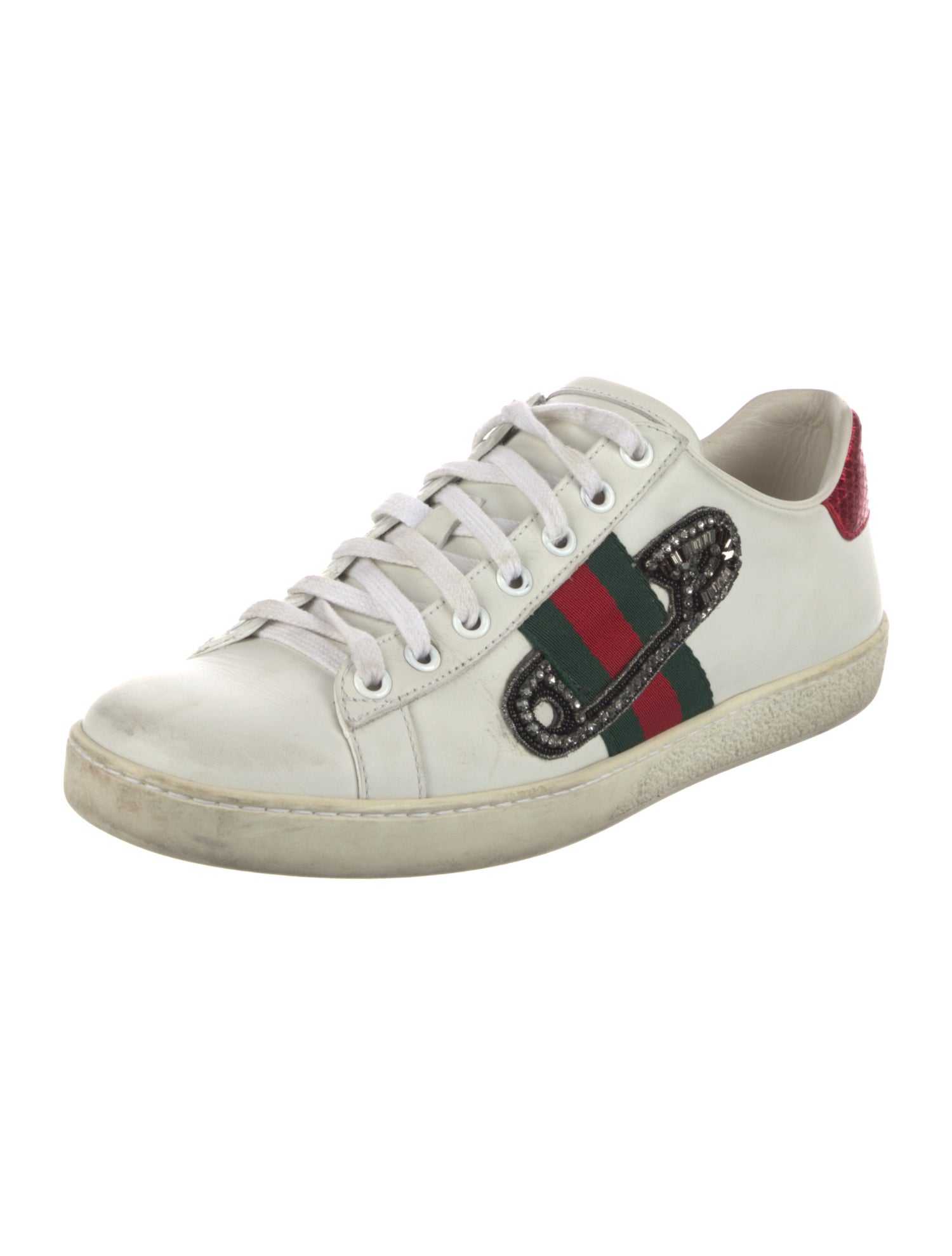 Gucci Web Accent Leather Sneakers