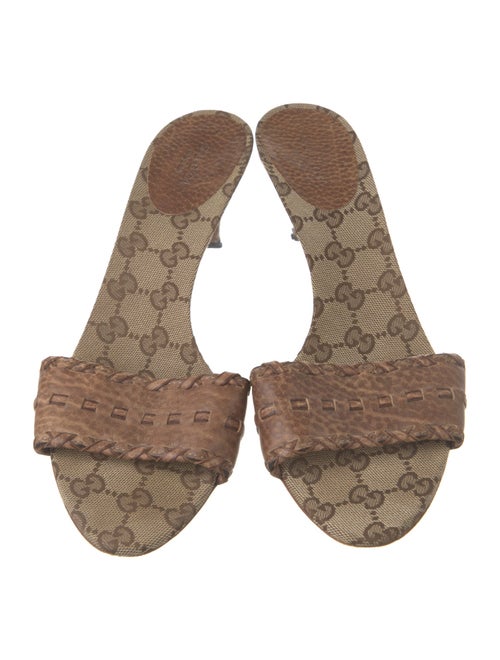 Gucci GG Canvas Leather Slides