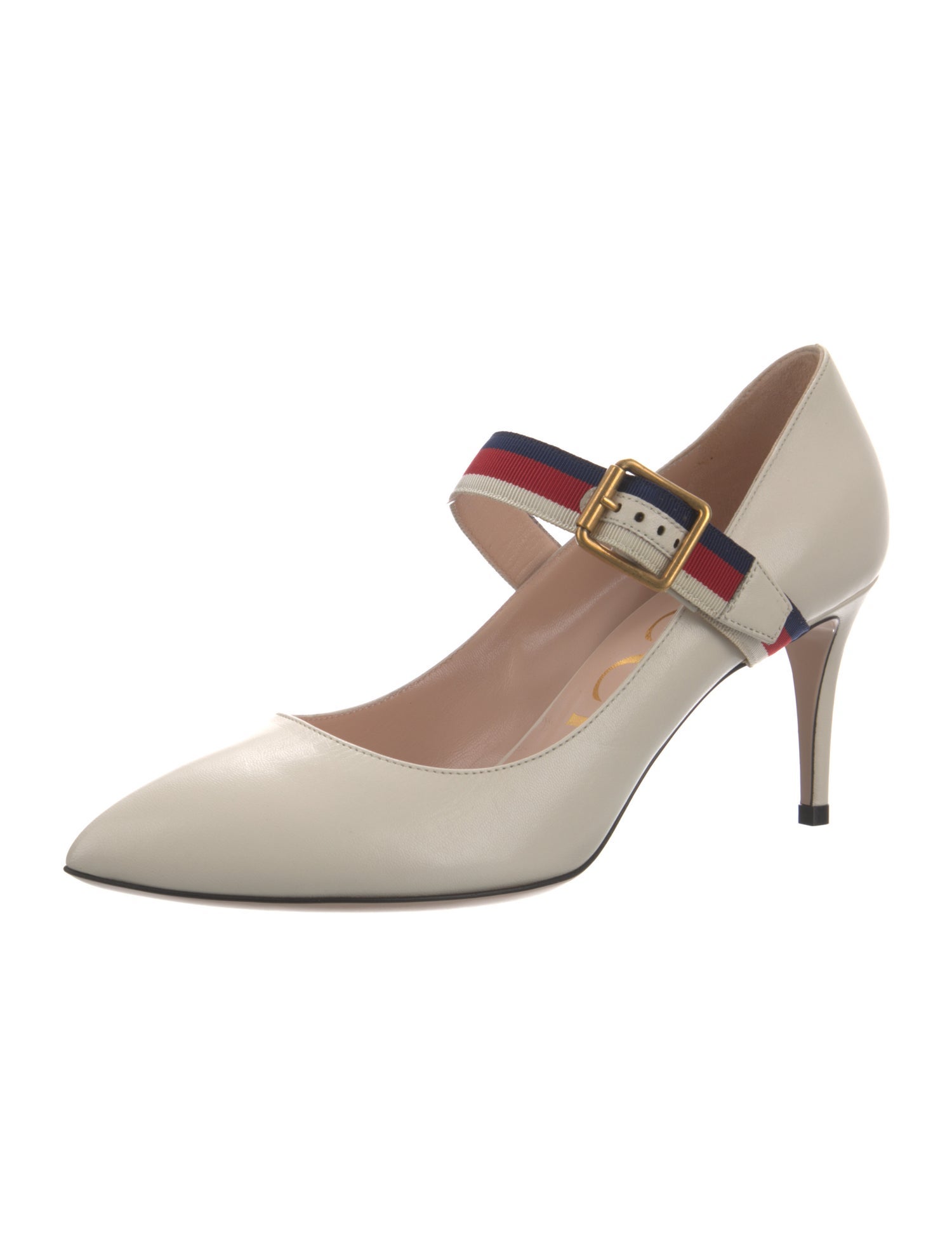 Gucci Sylvie Web Accent Leather Pumps