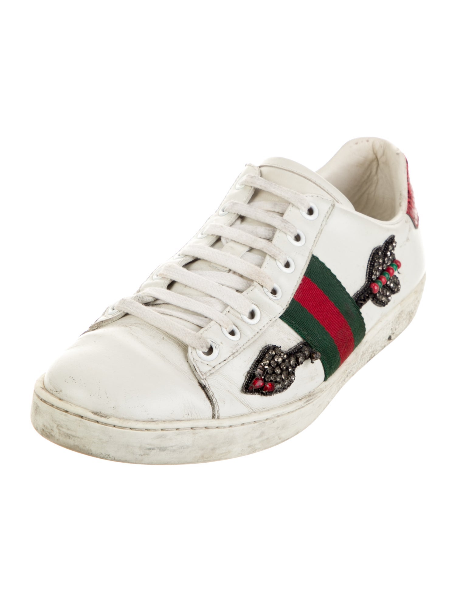 Gucci Web Accent Leather Sneakers