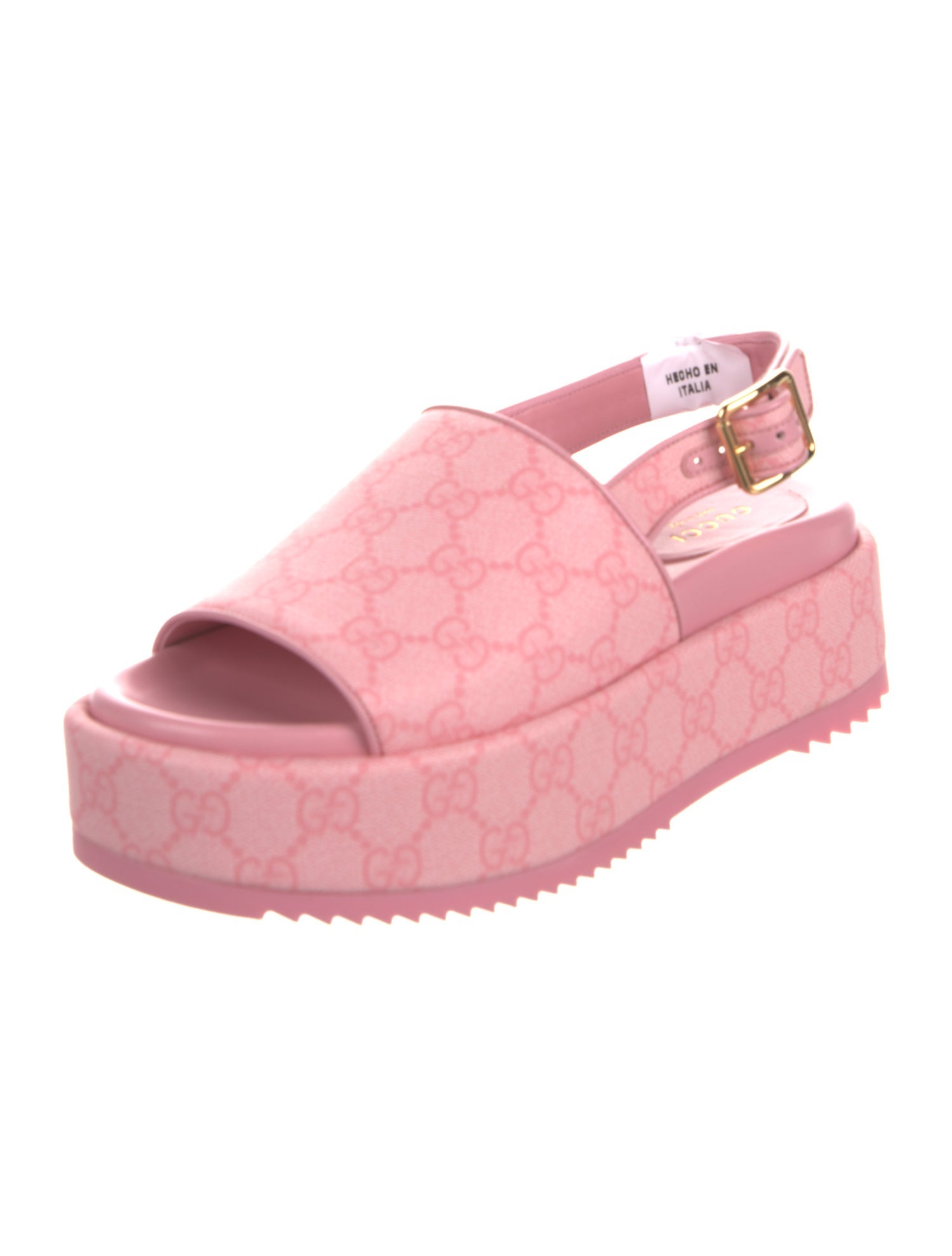 Gucci GG Supreme Leather Trim Embellishment Slingback Sandals