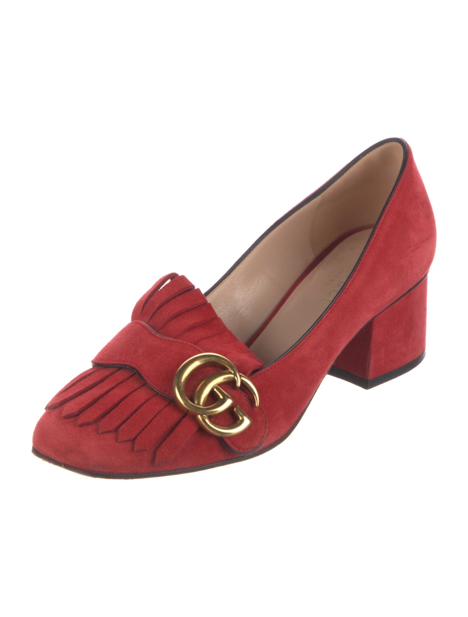 Gucci Double G Logo Suede Pumps