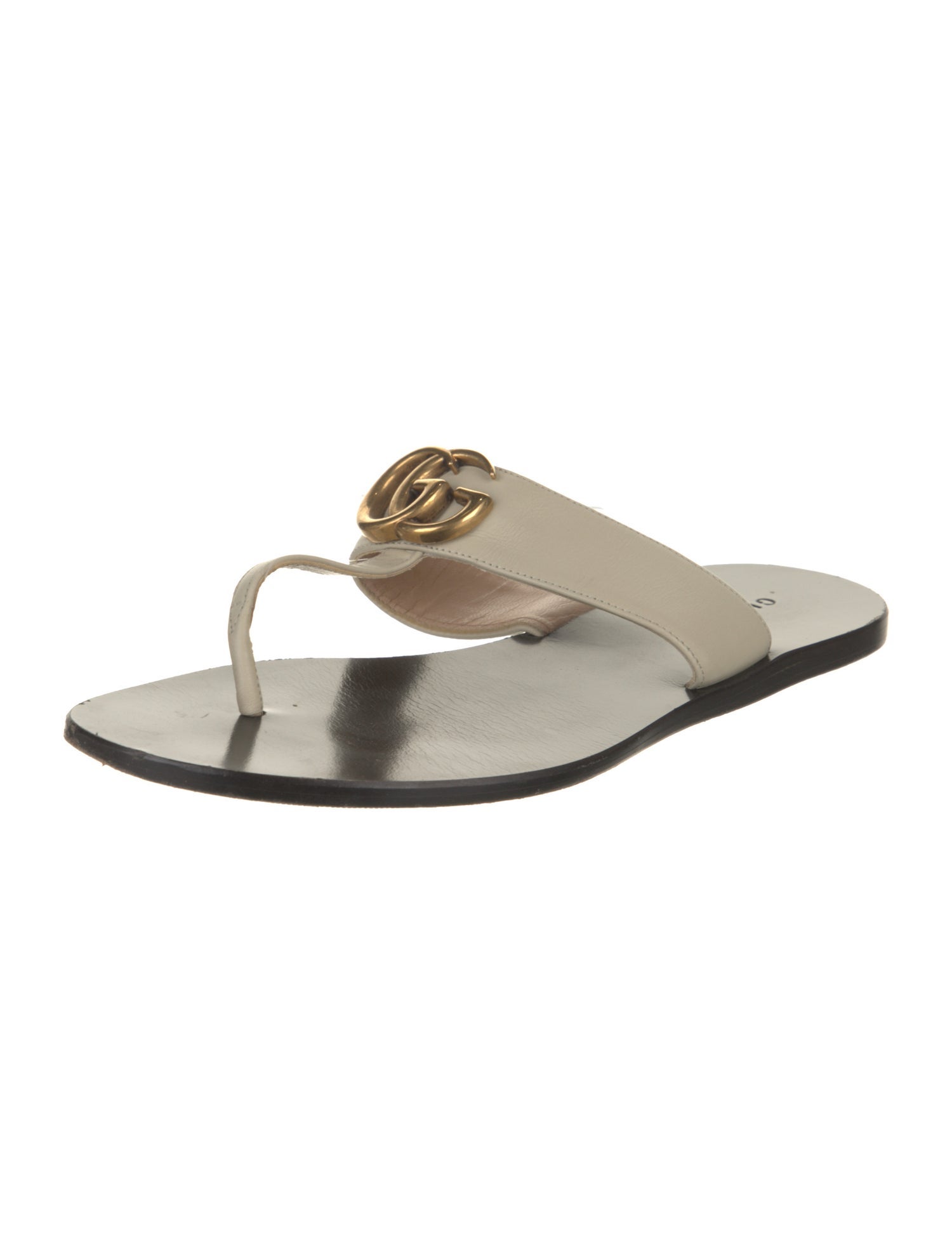 Gucci Double G Logo Leather Slides