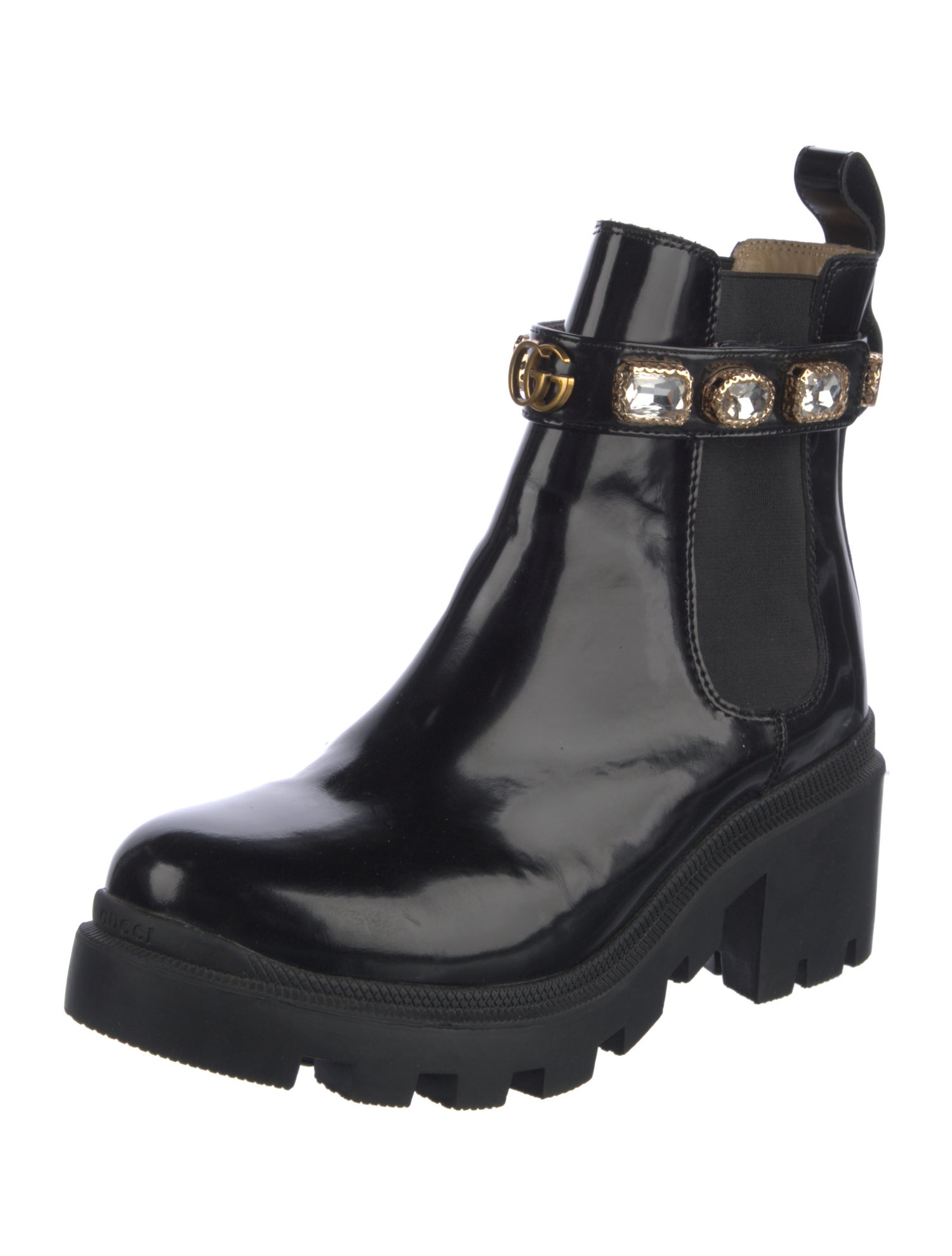Gucci Double G Logo Leather Rain Boots