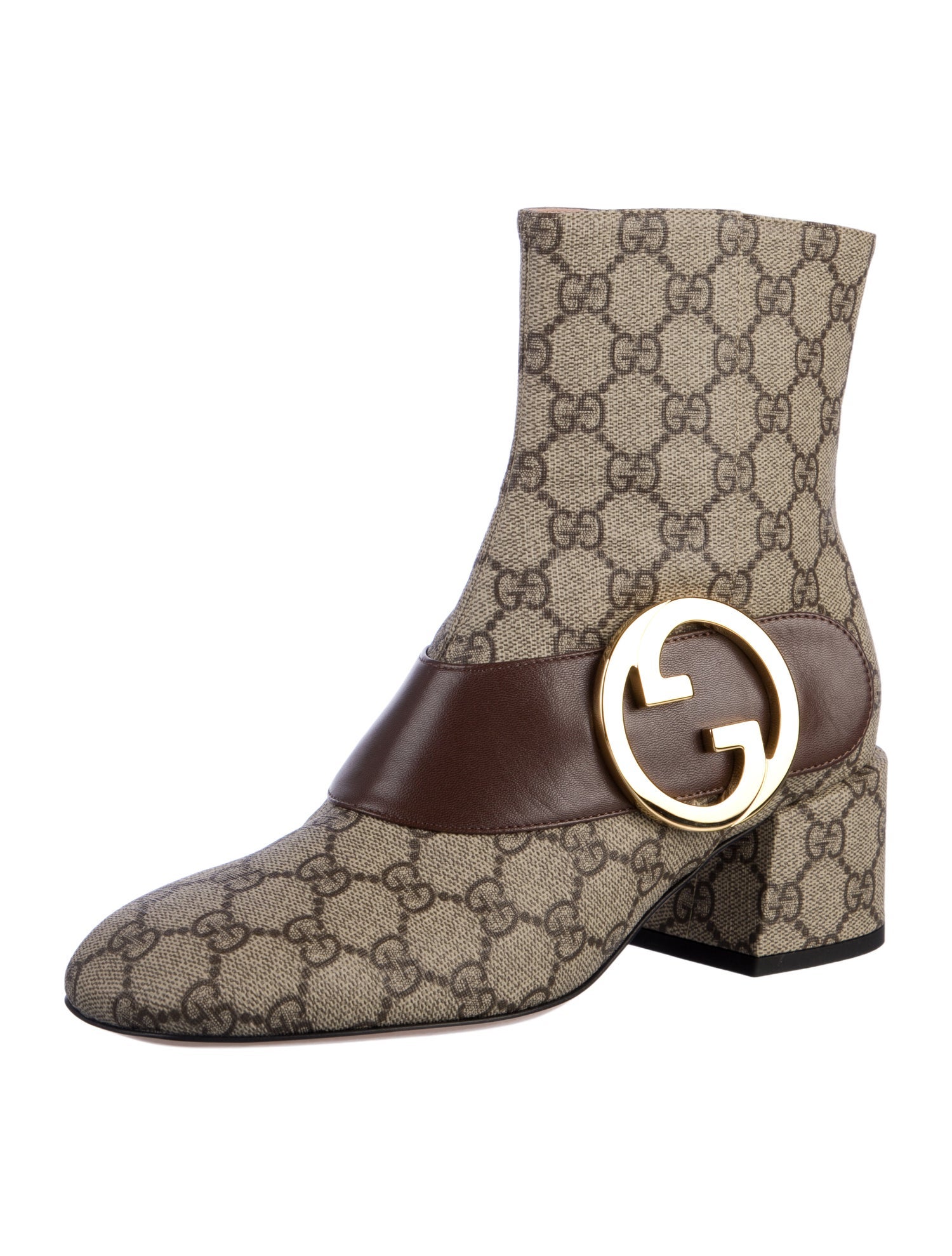 Gucci GG Supreme Leather Trim Embellishment Boots w/ Tags