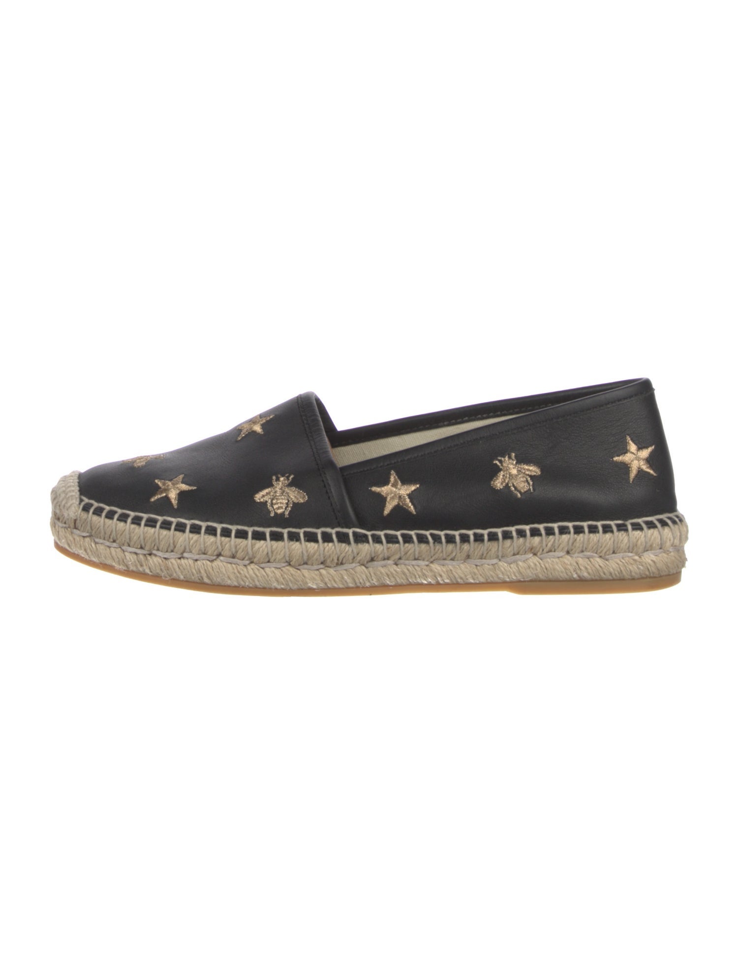 Gucci Bee Accent Leather Espadrilles