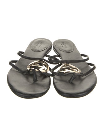 Gucci Interlocking G Logo Leather Flip Flops