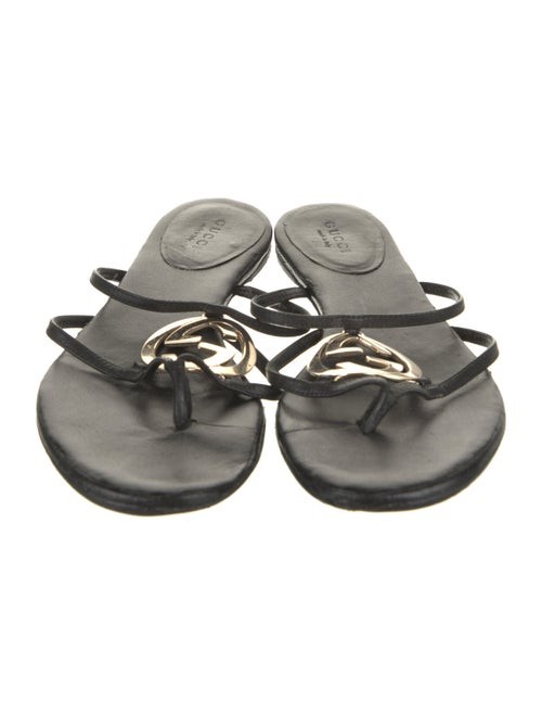 Gucci Interlocking G Logo Leather Flip Flops