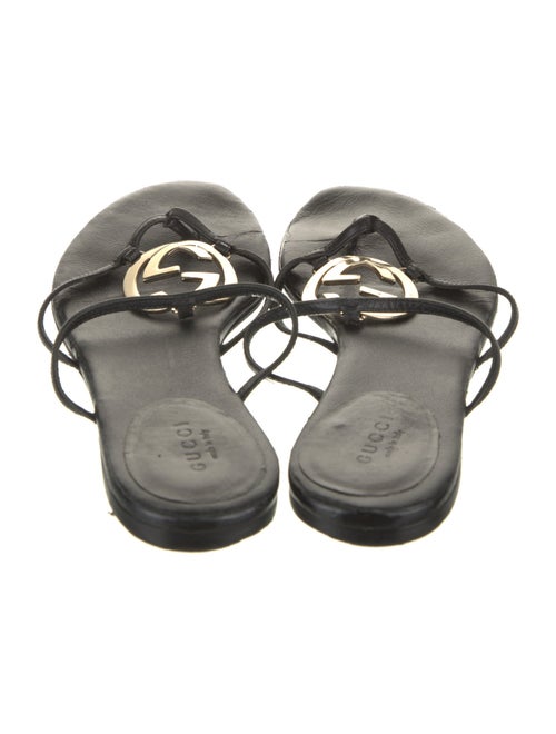 Gucci Interlocking G Logo Leather Flip Flops